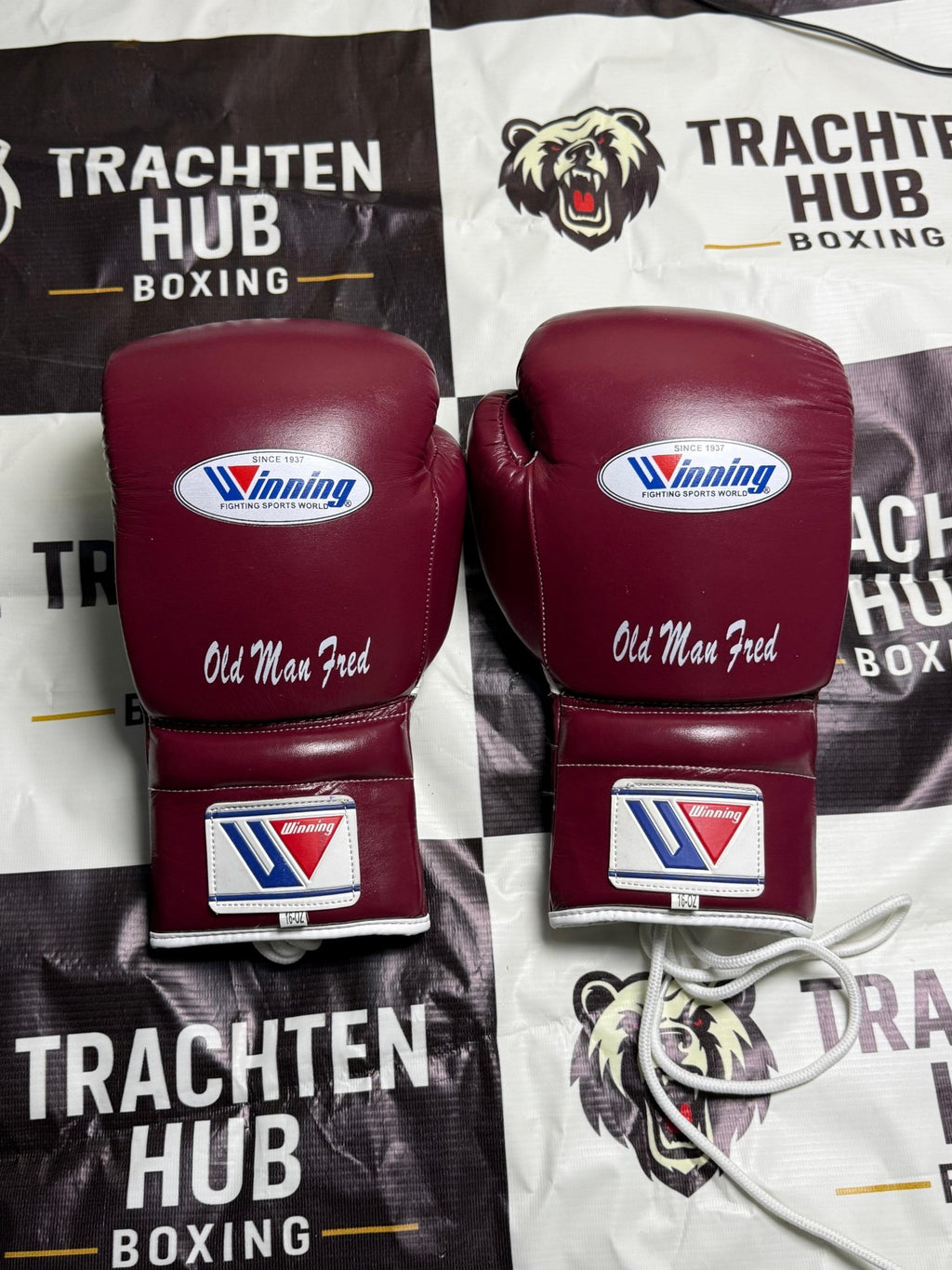 Custom Handmade Meronts Purple Boxing Gloves - Winning - 100% Cow Leather • Custom Name Print | Handmade Boxing Gear by TRACHTEN HUB