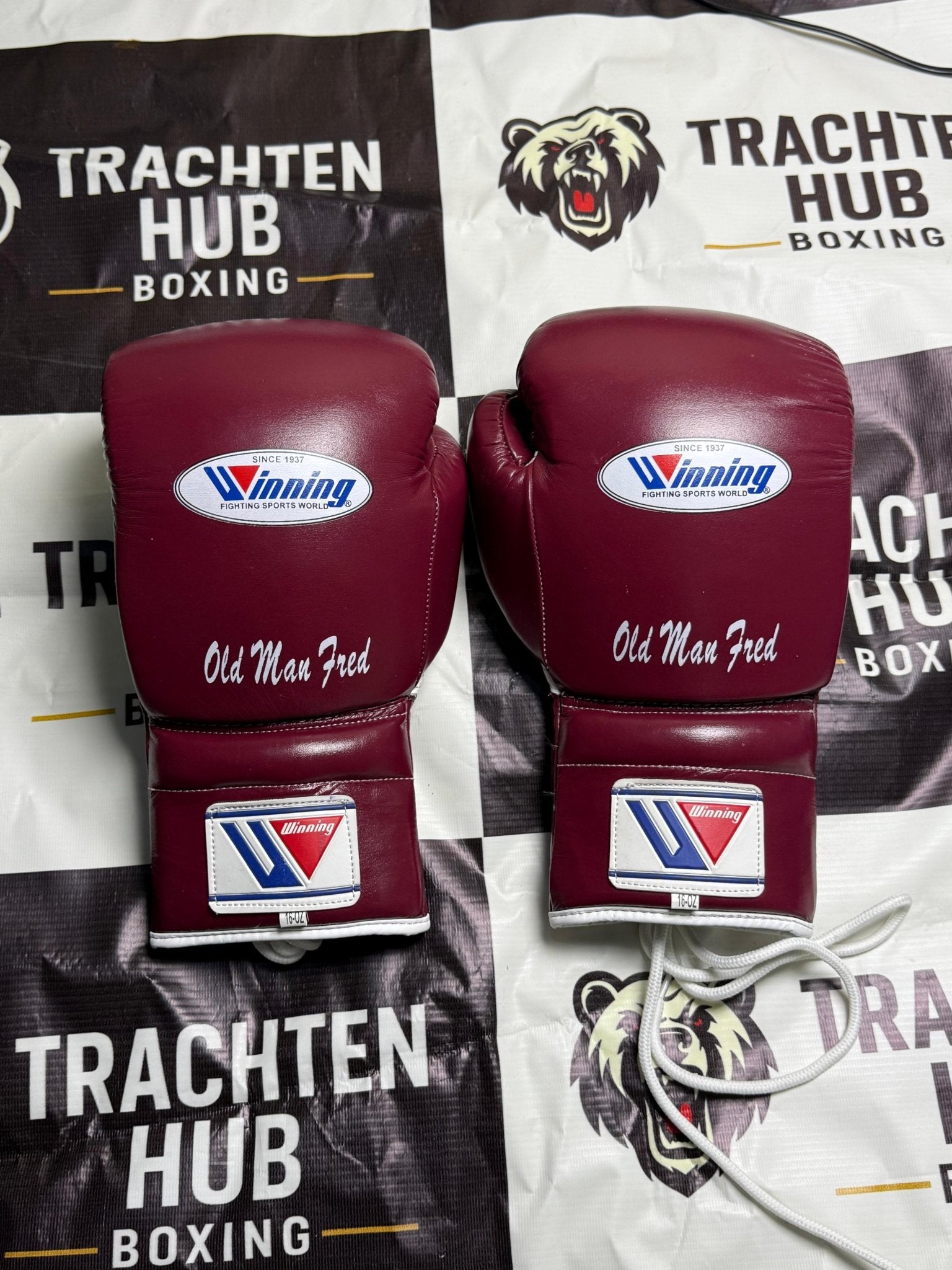 Custom Handmade Meronts Purple Boxing Gloves - Winning - 100% Cow Leather • Custom Name Print | Handmade Boxing Gear by TRACHTEN HUB