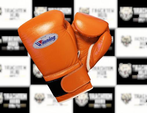 Custom Handmade Orange Boxing Gloves - Winning - 100% Cow Leather • Custom Name Print | Handmade Boxing Gear by TRACHTEN HUB