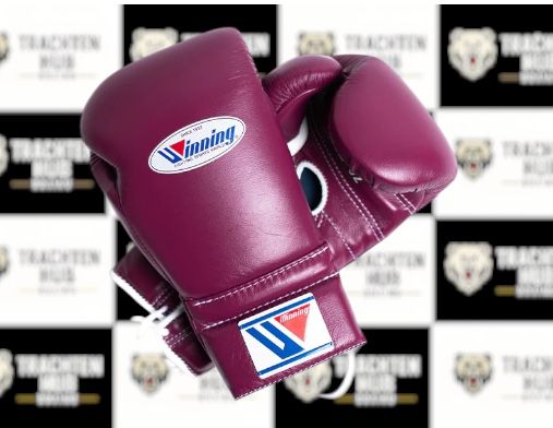 Custom Handmade Purple Boxing Gloves - Winning - 100% Cow Leather • Custom Name Print | Handmade Boxing Gear by TRACHTEN HUB