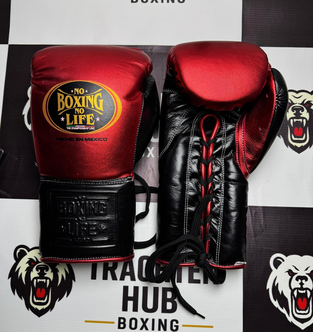 Custom Handmade Red Black Boxing Gloves - NBNL - 100% Cow Leather • Custom Name Print | Handmade Boxing Gear by TRACHTEN HUB