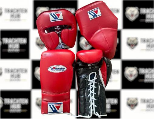 Custom Handmade Red Black Kit - Winning - 100% Cow Leather • Custom Name Print | Handmade Boxing Gear by TRACHTEN HUB