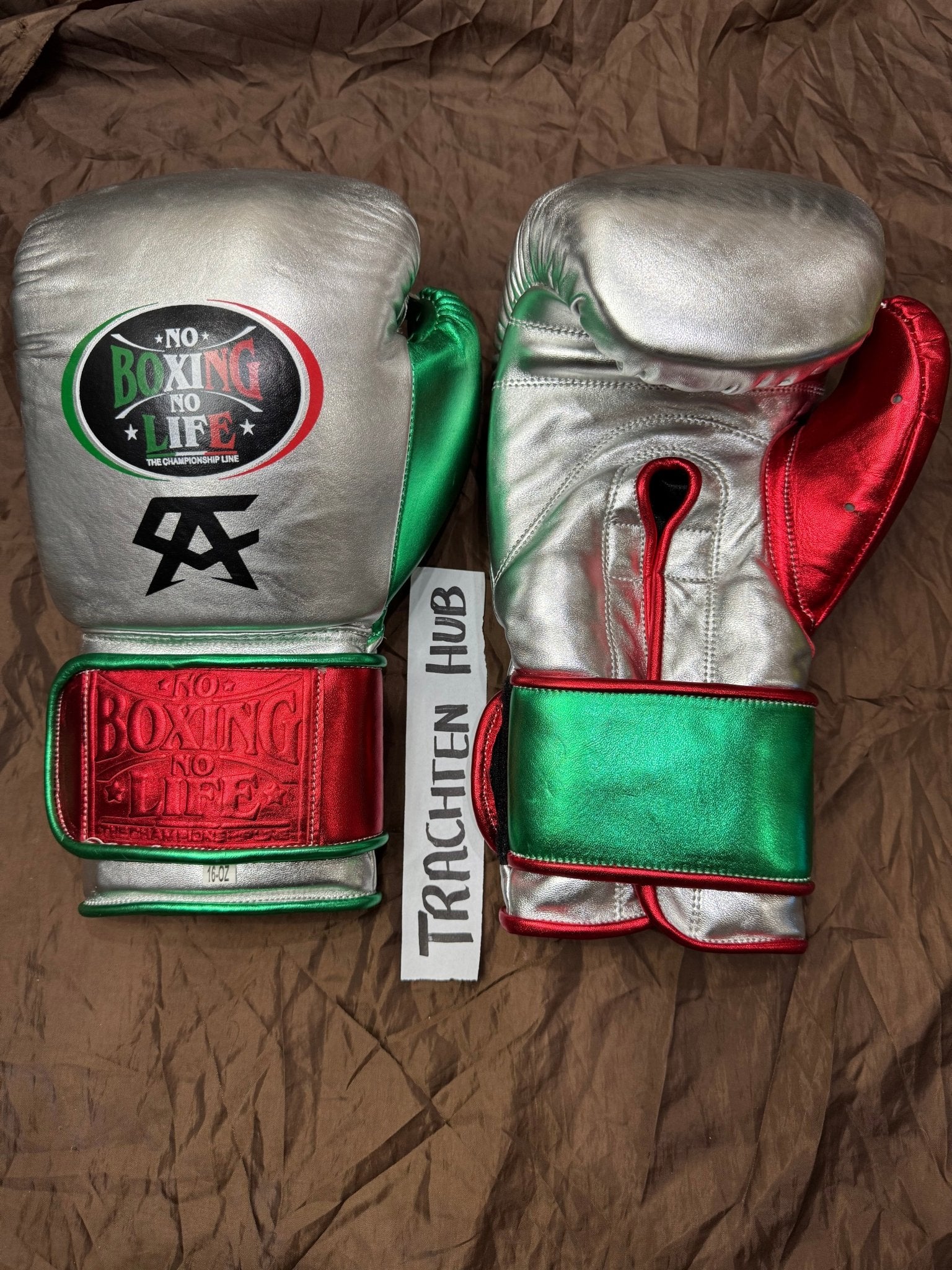 Custom Handmade RED green New Boxing Gloves - NBNL - 100% Cow Leather • Custom Name Print (Copy) | Handmade Boxing Gear by TRACHTEN HUB