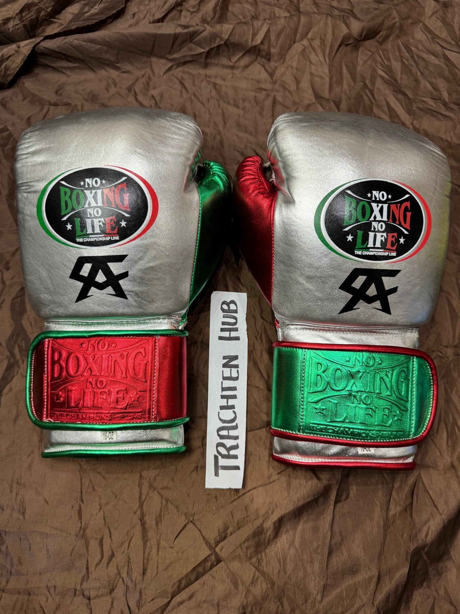 Custom Handmade RED green New Boxing Gloves - NBNL - 100% Cow Leather • Custom Name Print (Copy) | Handmade Boxing Gear by TRACHTEN HUB