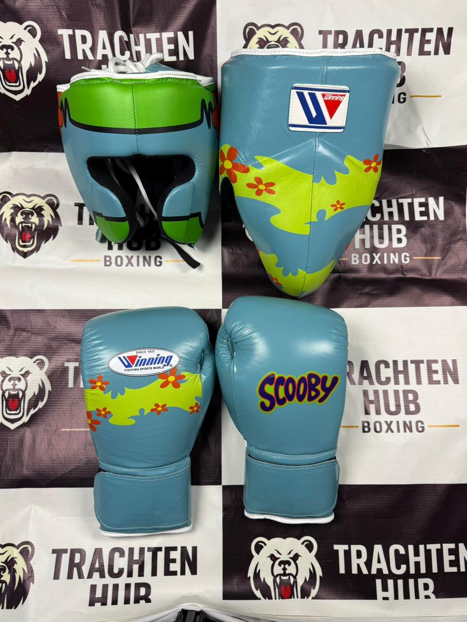 Custom Handmade SCOOBY VARIENT Kit - Winning - 100% Cow Leather • Custom Name Print | Handmade Boxing Gear by TRACHTEN HUB