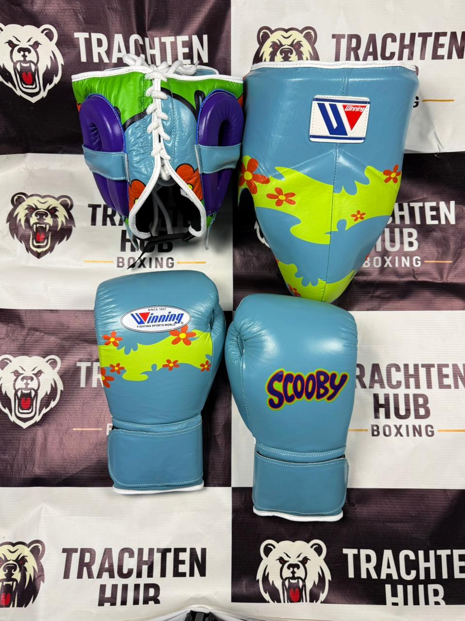 Custom Handmade SCOOBY VARIENT Kit - Winning - 100% Cow Leather • Custom Name Print | Handmade Boxing Gear by TRACHTEN HUB