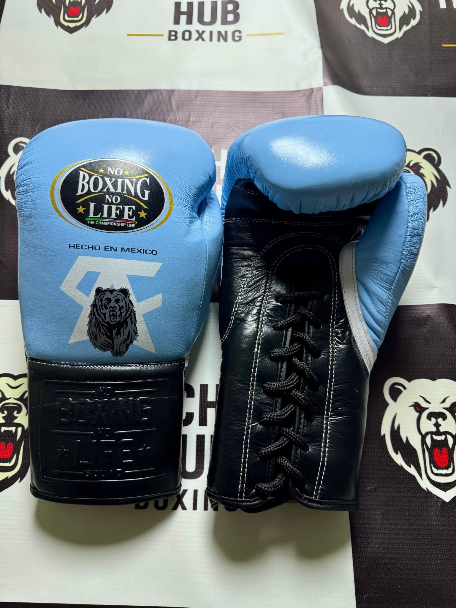No Boxing No Life Gloves | Handmade Leather | Blue Bear Logo |