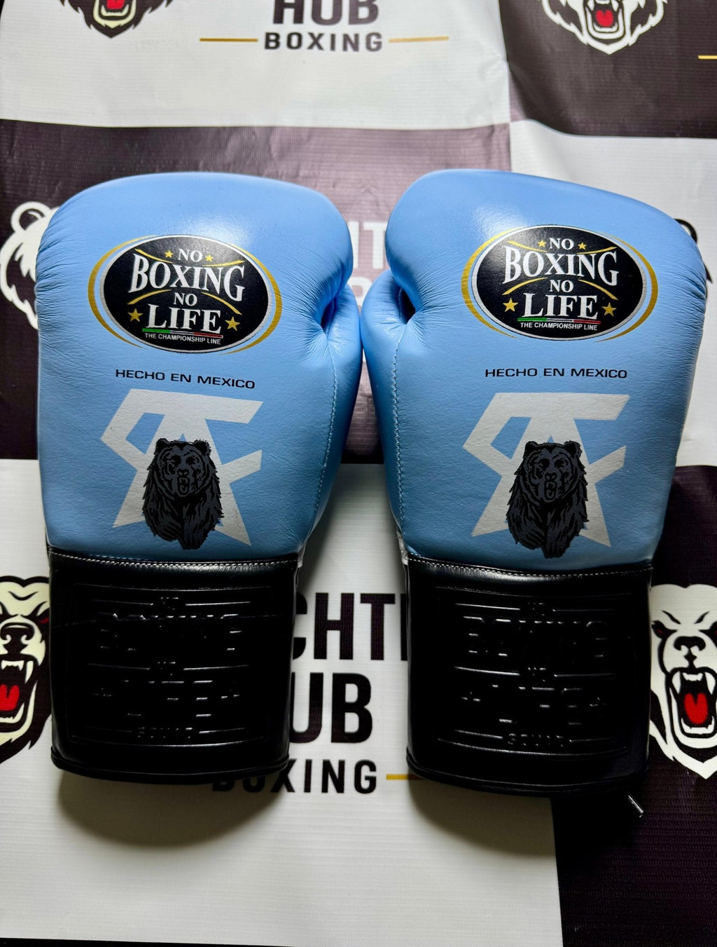 No Boxing No Life Gloves | Handmade Leather | Blue Bear Logo | | Handmade Boxing Gear by TRACHTEN HUB
