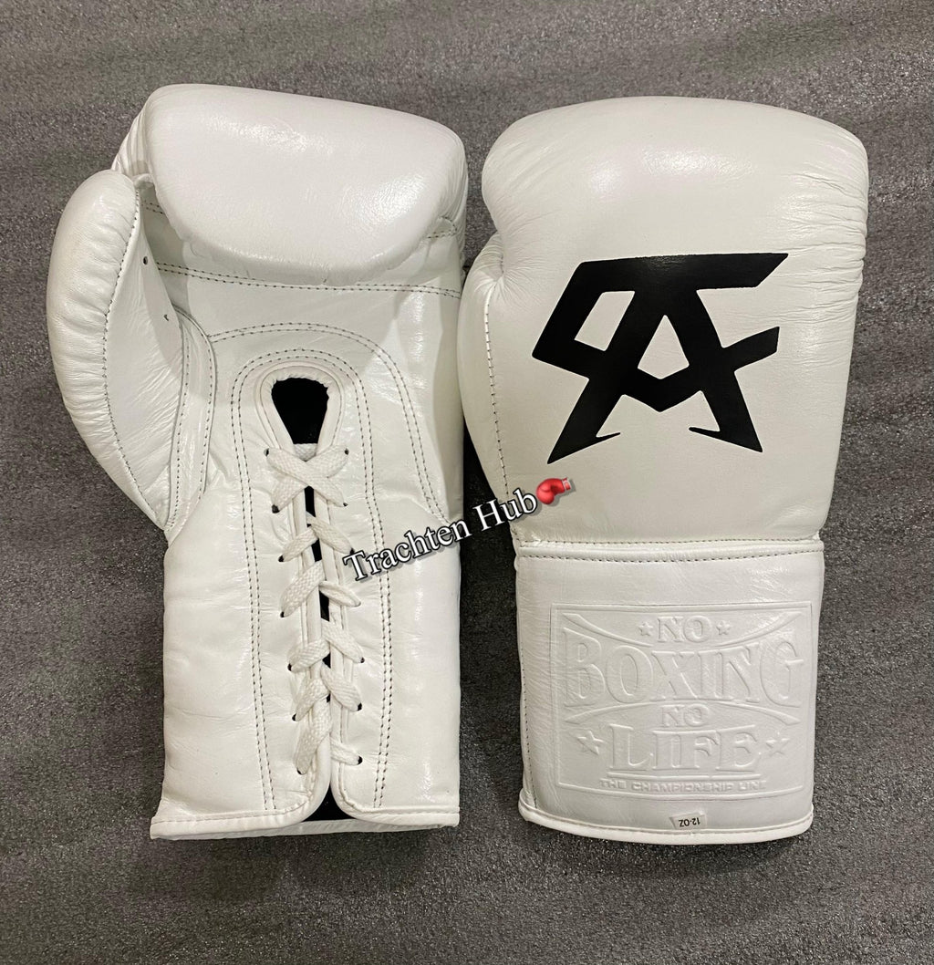 Handmade White No Boxing No Life gloves for training