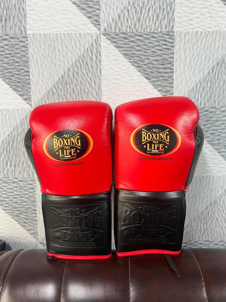 Handmade Red Black No Boxing No Life gloves for training