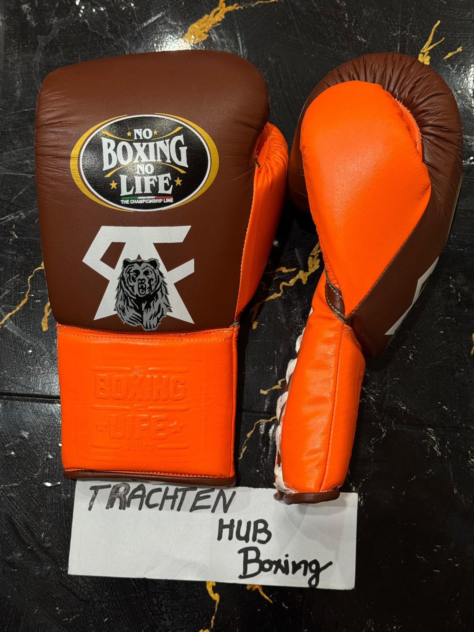 Handmade Orange Brown No Boxing No Life gloves for training