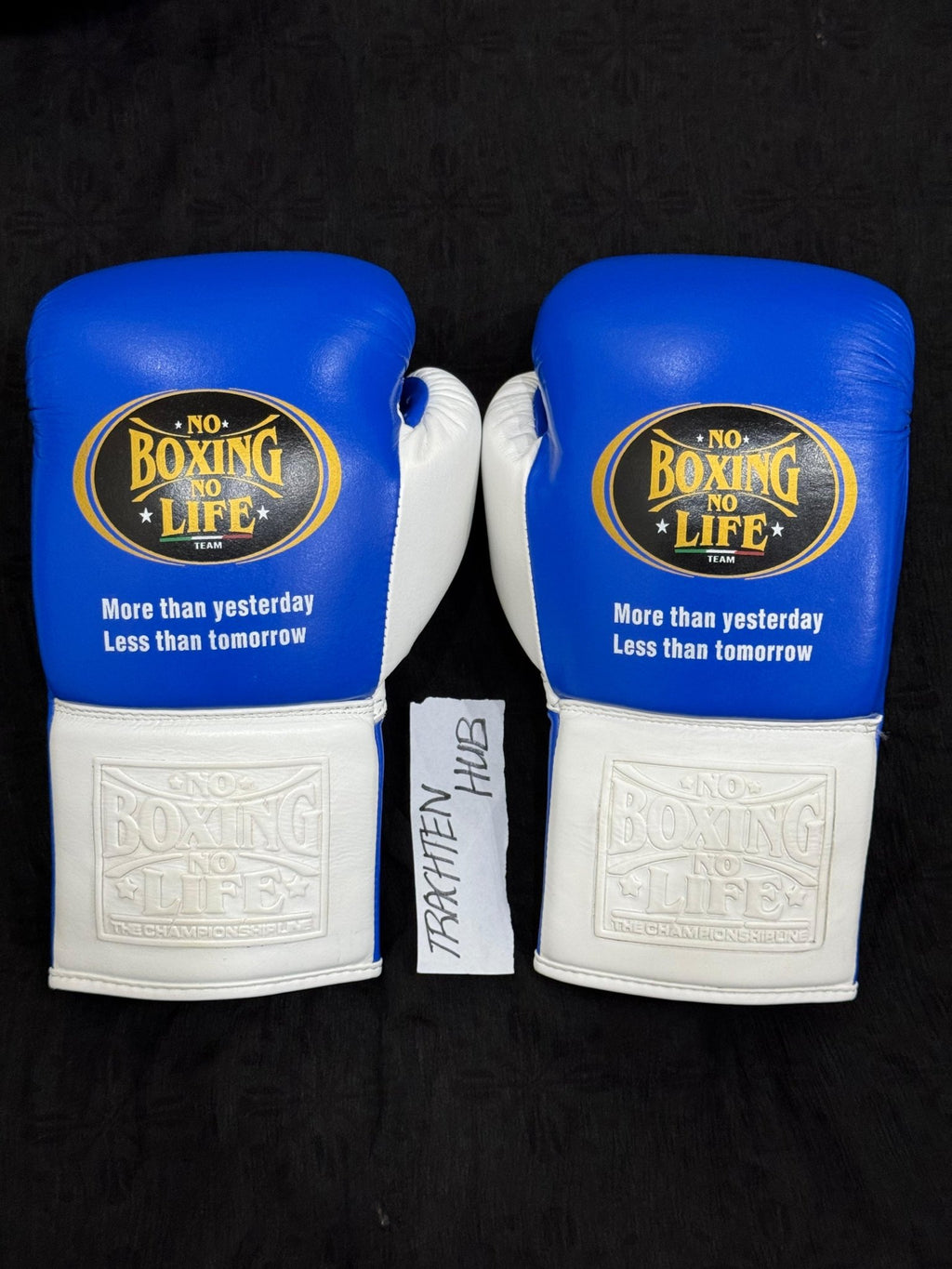 Handmade White blue No Boxing No Life gloves for training