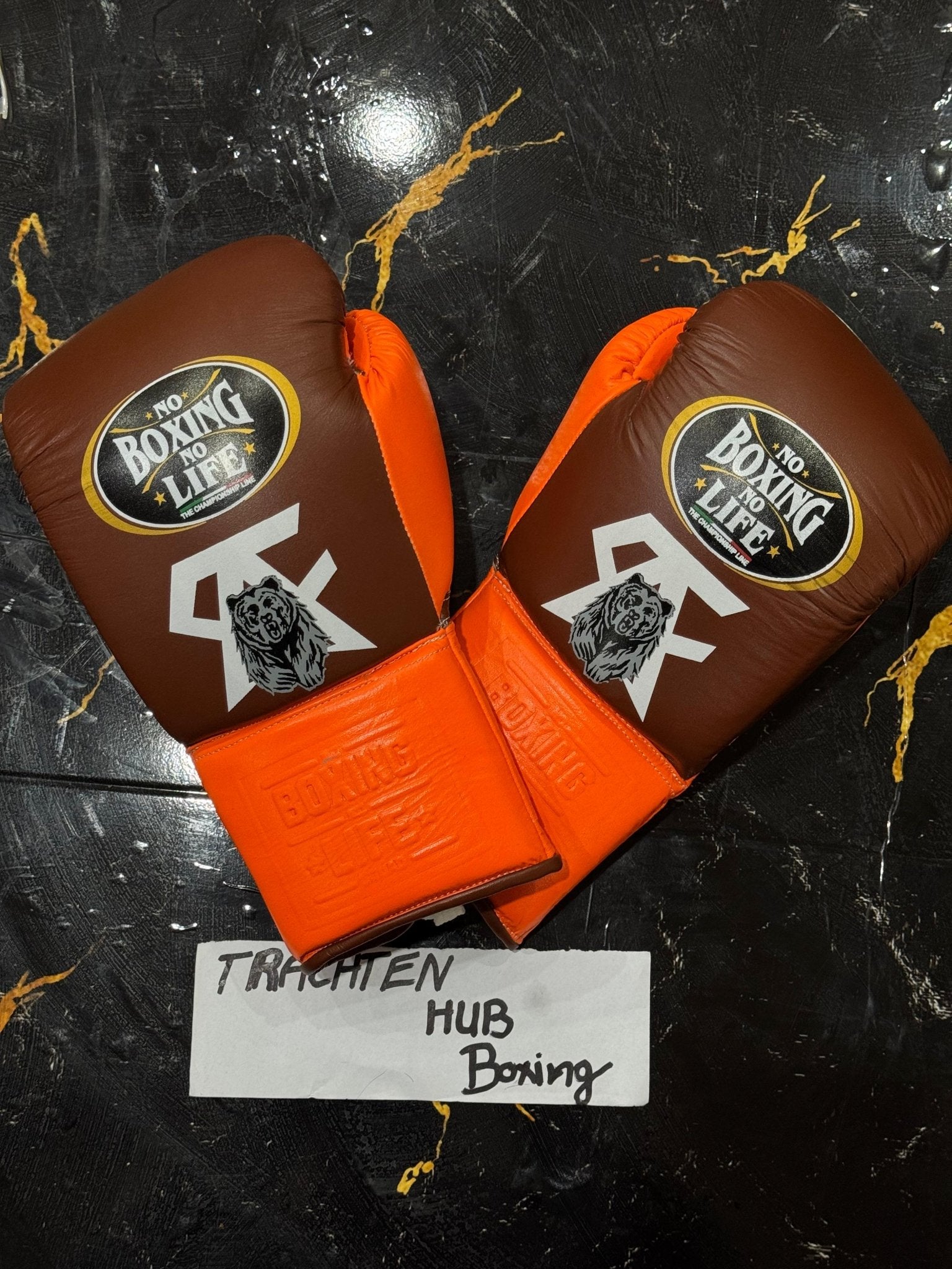 Handmade Orange Brown No Boxing No Life gloves for training