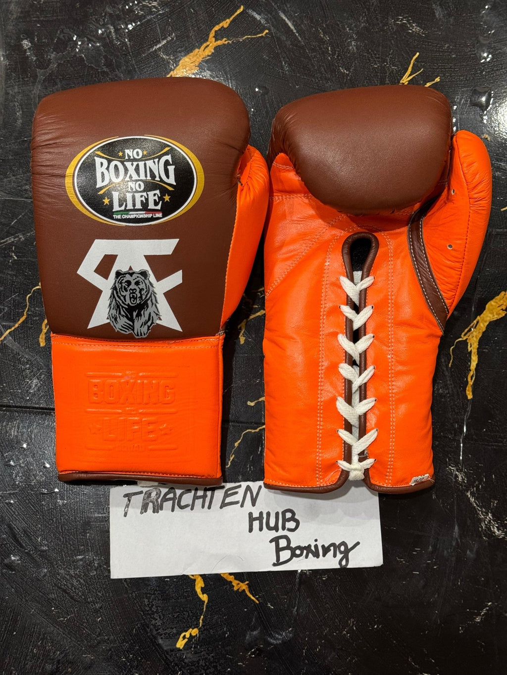 Handmade Orange Brown No Boxing No Life gloves for training