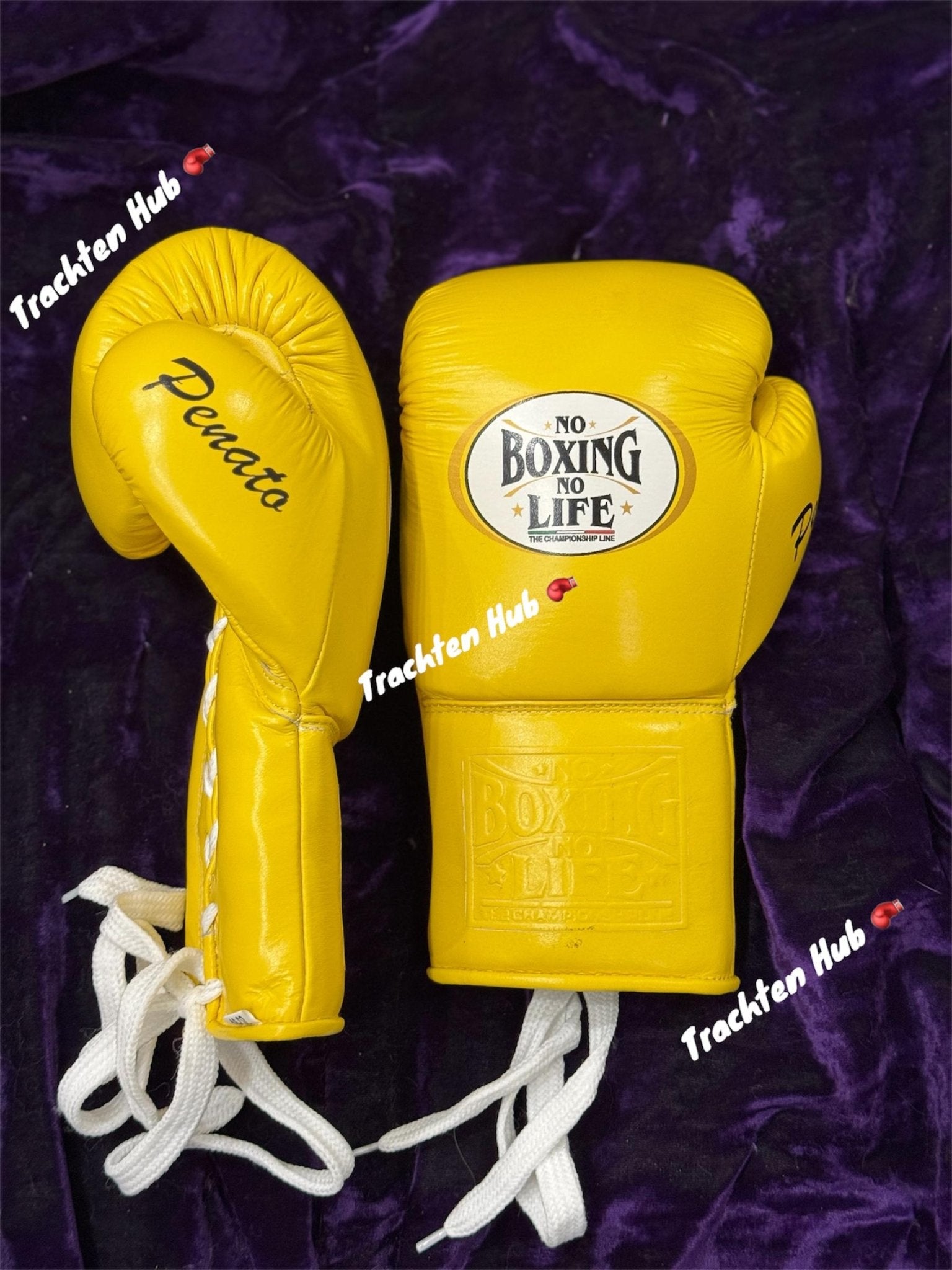 Handmade yellow No Boxing No Life gloves for training