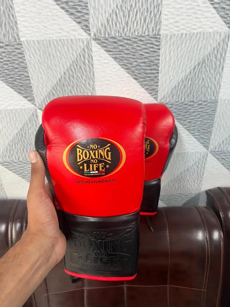 Handmade Red Black No Boxing No Life gloves for training