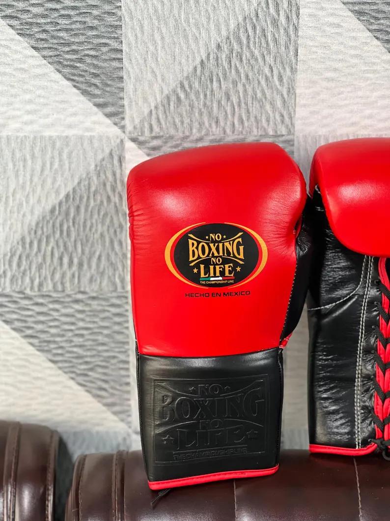 Handmade Red Black No Boxing No Life gloves for training