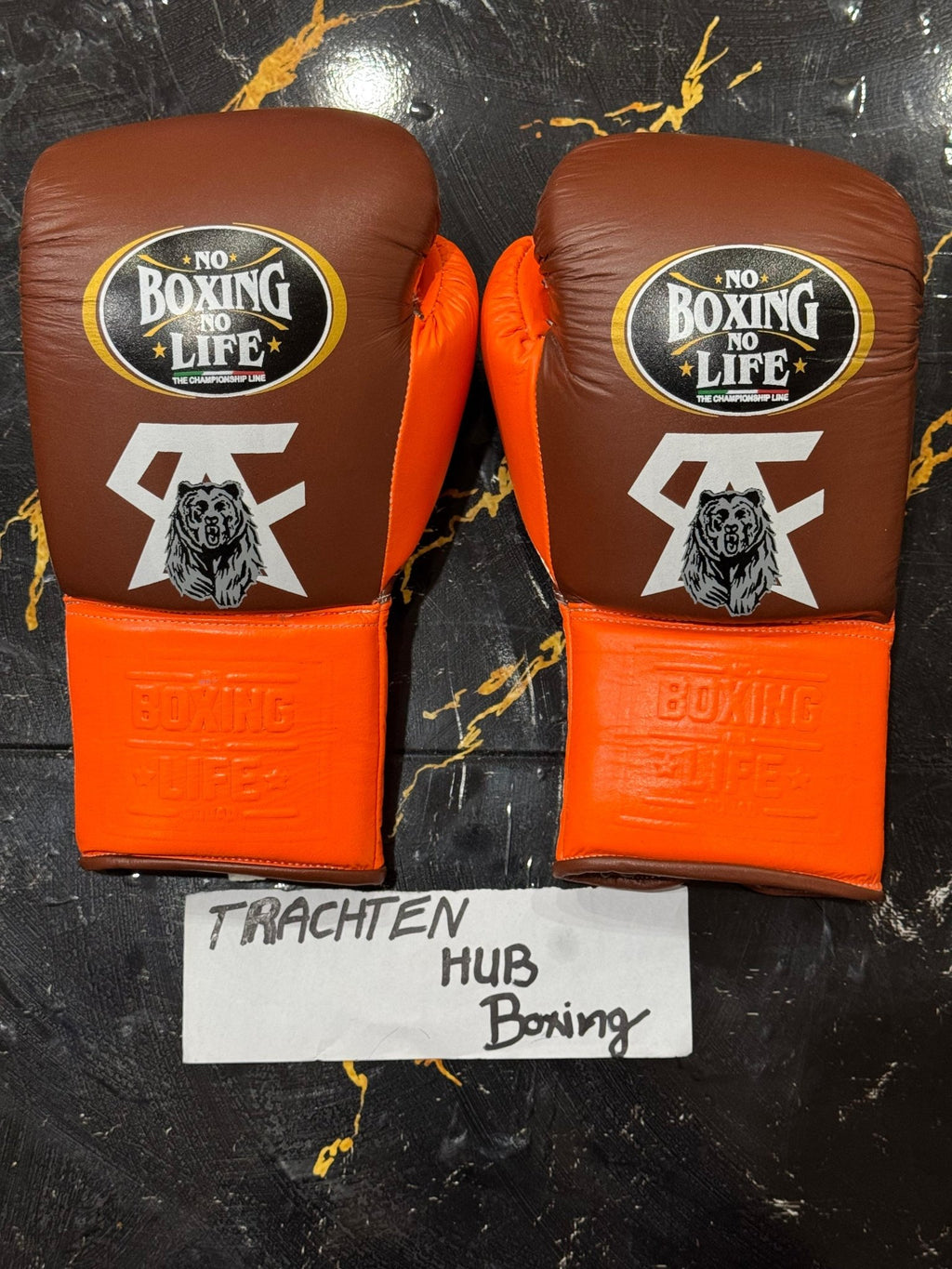 Handmade Orange Brown No Boxing No Life gloves for training