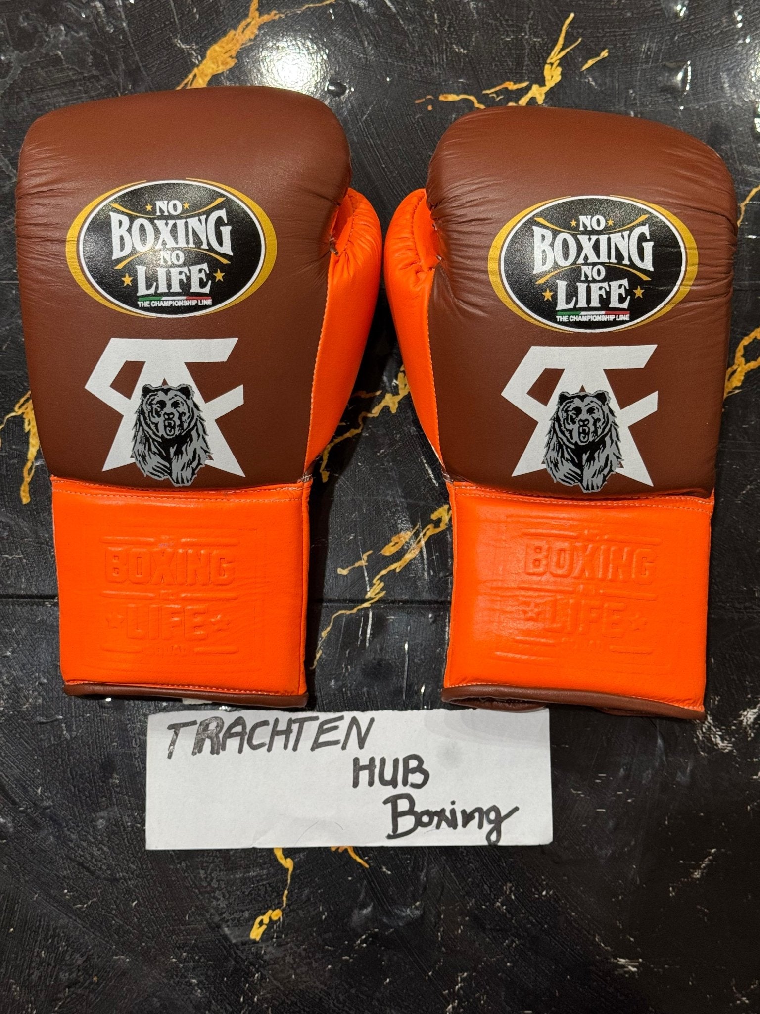 Handmade Orange Brown No Boxing No Life gloves for training