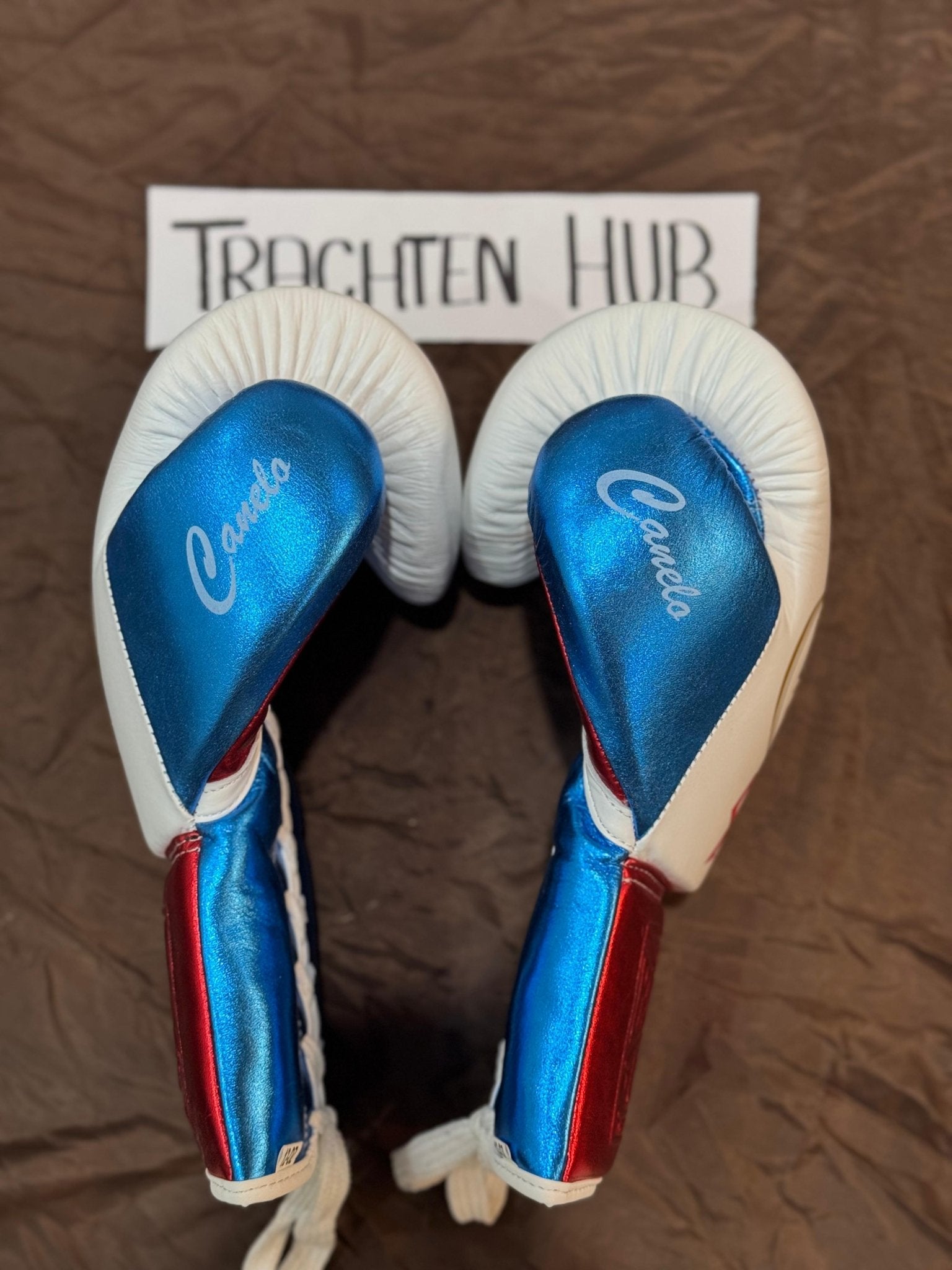 Handmade White blue No Boxing No Life gloves for training