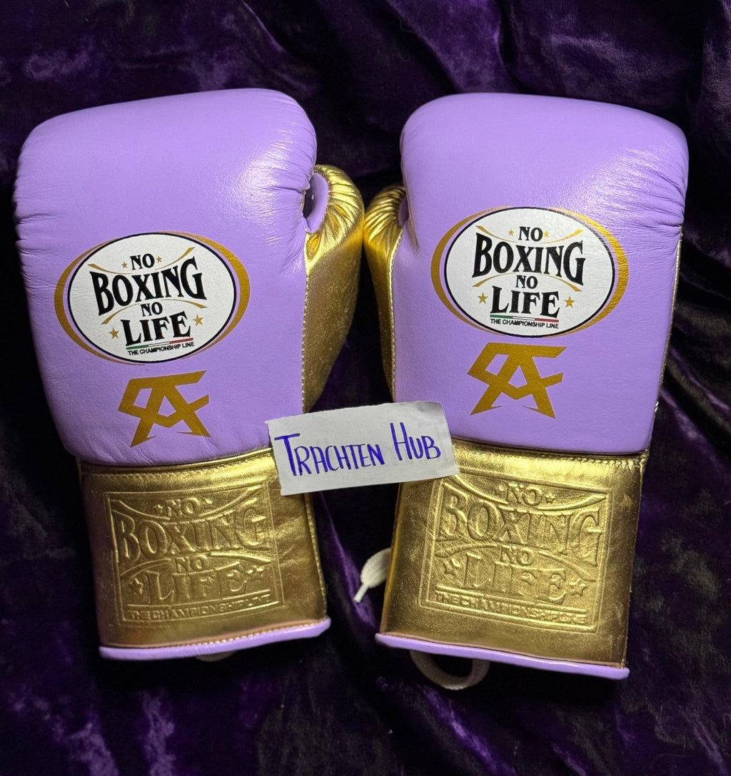 Handmade Purple Gold No Boxing No Life gloves for training