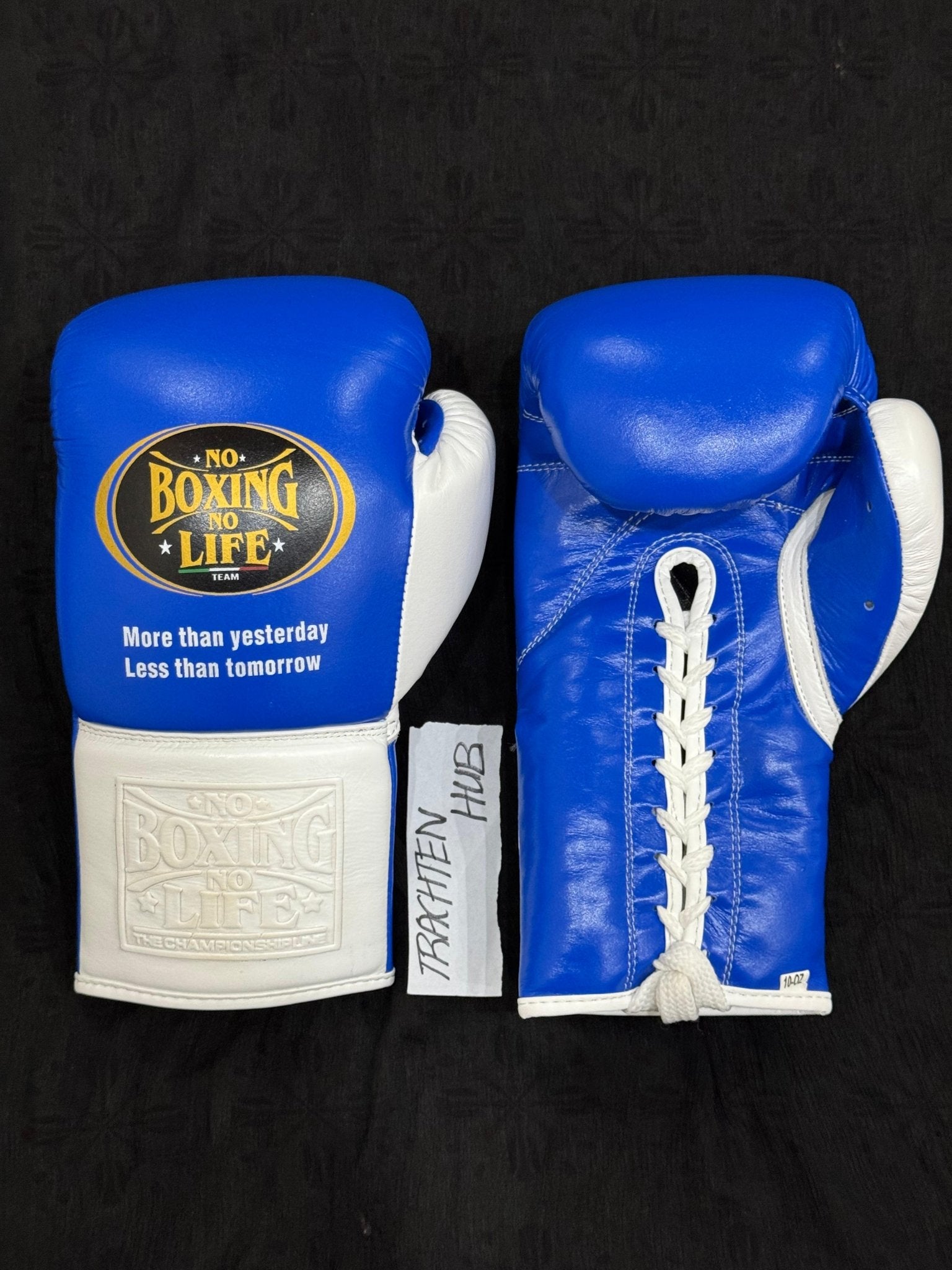 Handmade White blue No Boxing No Life gloves for training