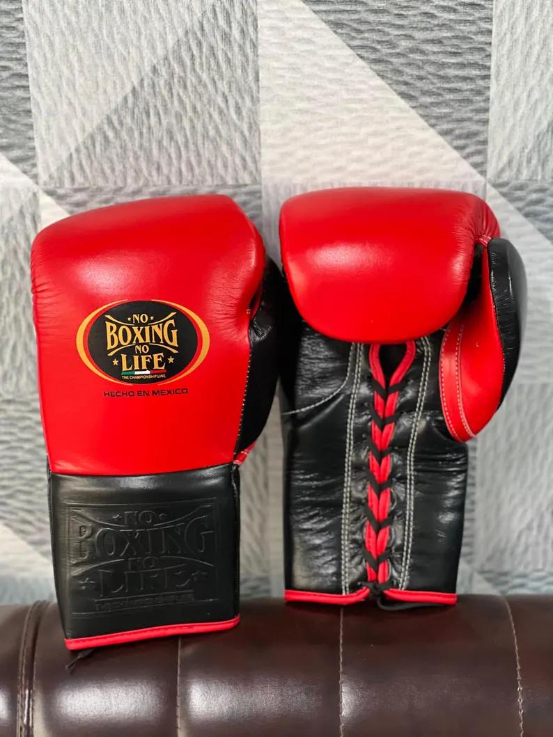 Handmade Red Black No Boxing No Life gloves for training
