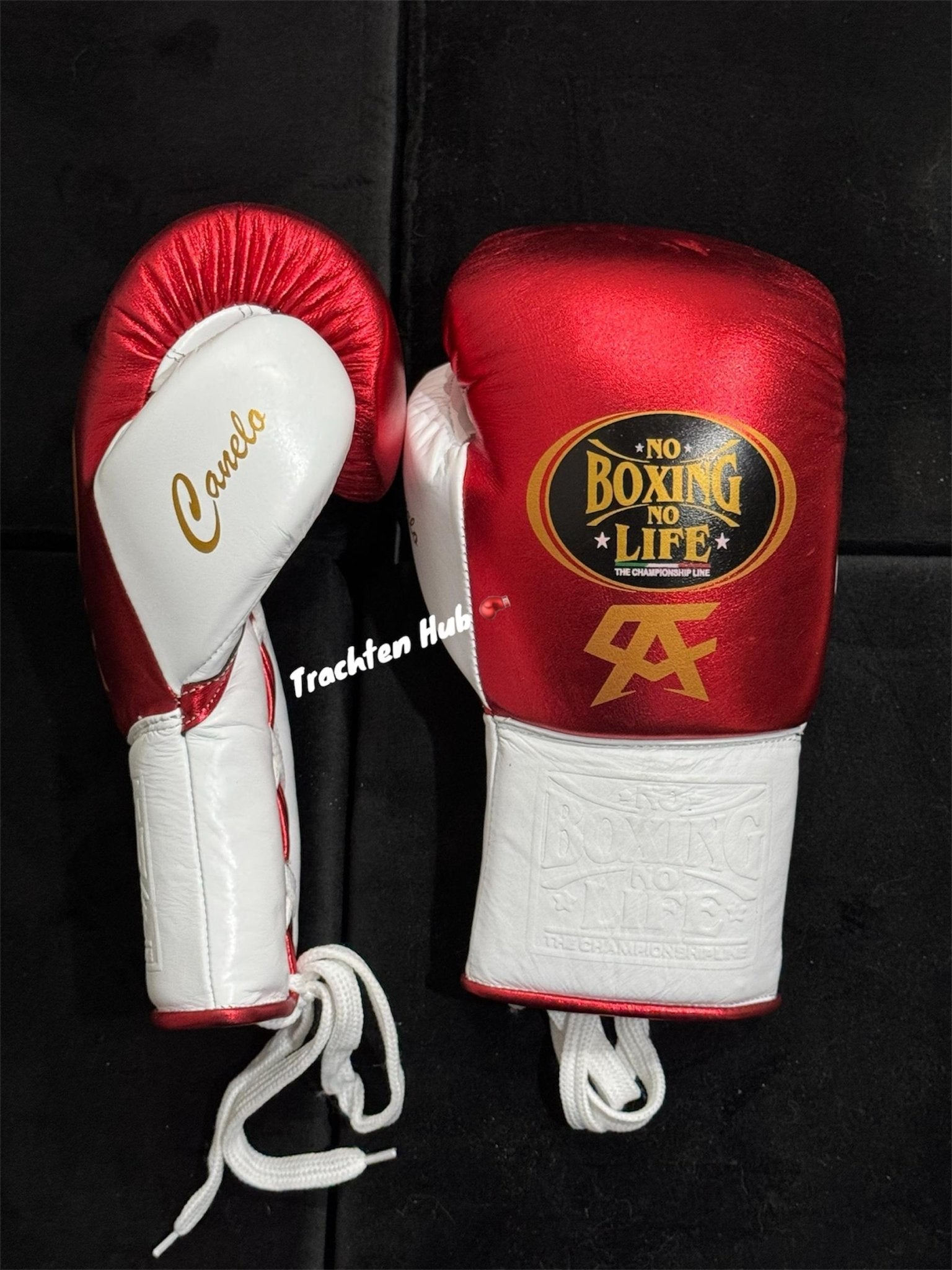 Handmade red and white No Boxing No Life gloves for training
