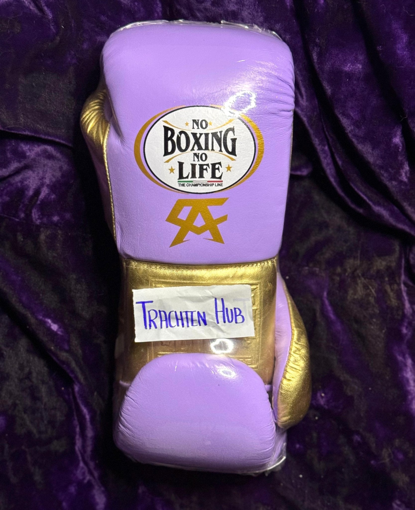 Handmade Purple Gold No Boxing No Life gloves for training