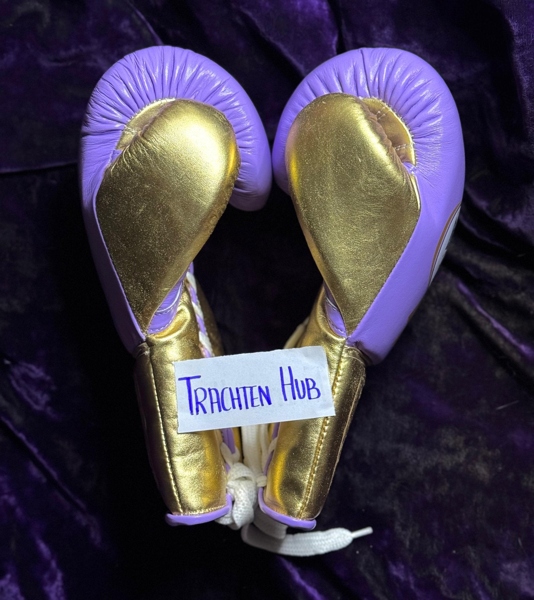 Handmade Purple Gold No Boxing No Life gloves for training