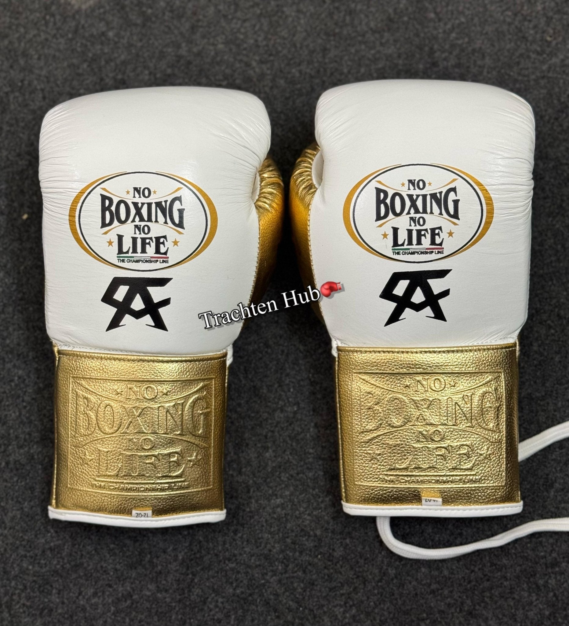 No Boxing No Life gloves – Canelo logo white and gold leather pair
