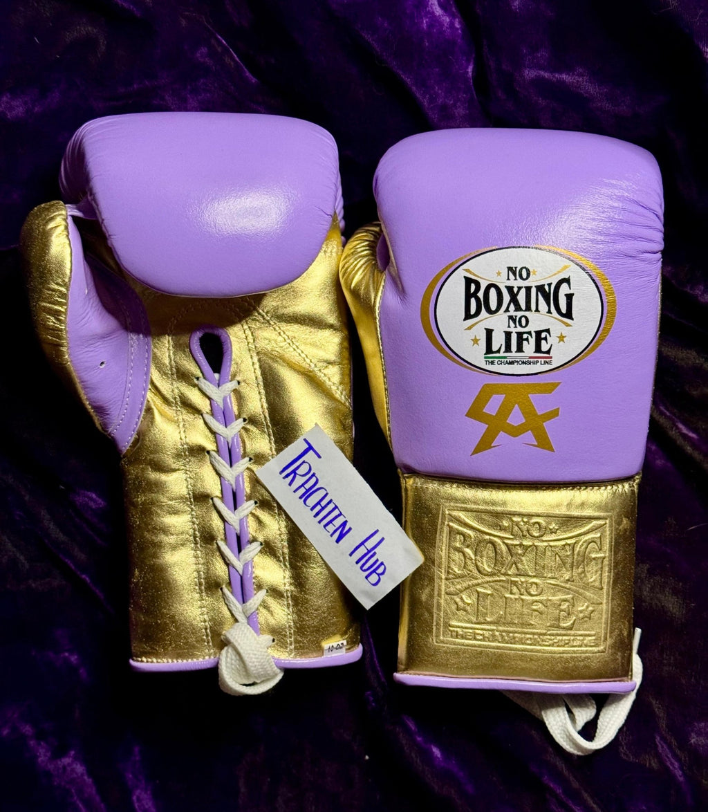 Handmade Purple Gold No Boxing No Life gloves for training