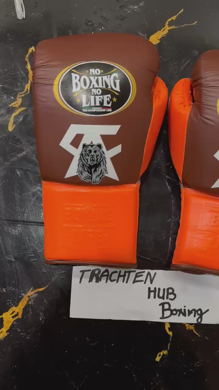 No Boxing No Life Gloves | Handmade Leather |Brown Orange