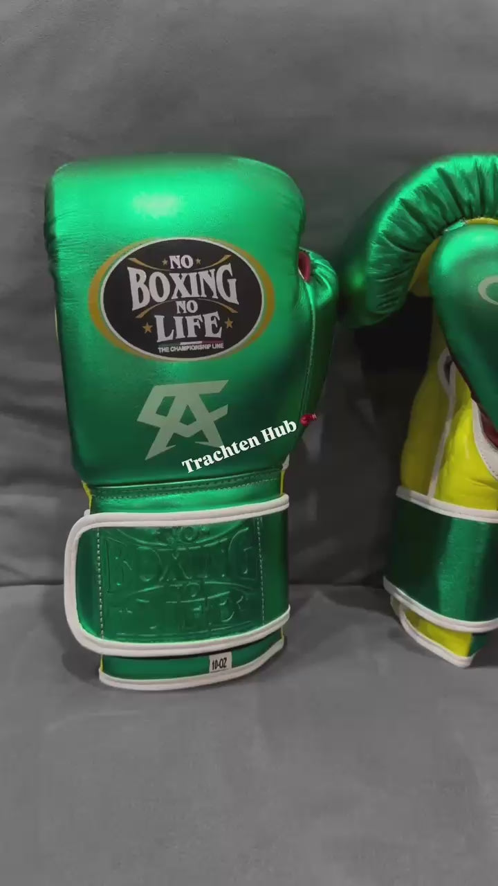 No Boxing No Life Gloves | Handmade Leather | Green Yellow