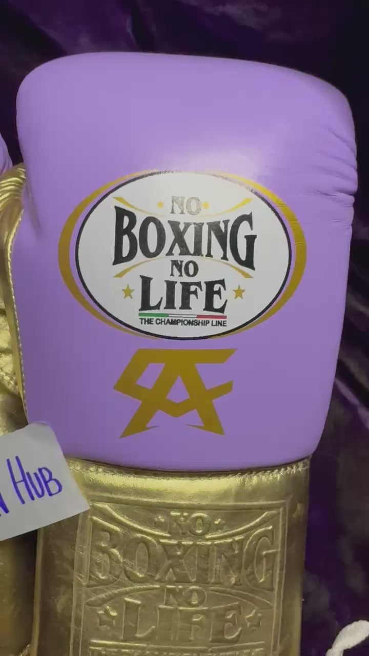 No Boxing No Life Gloves | Handmade Leather | Purple Gold