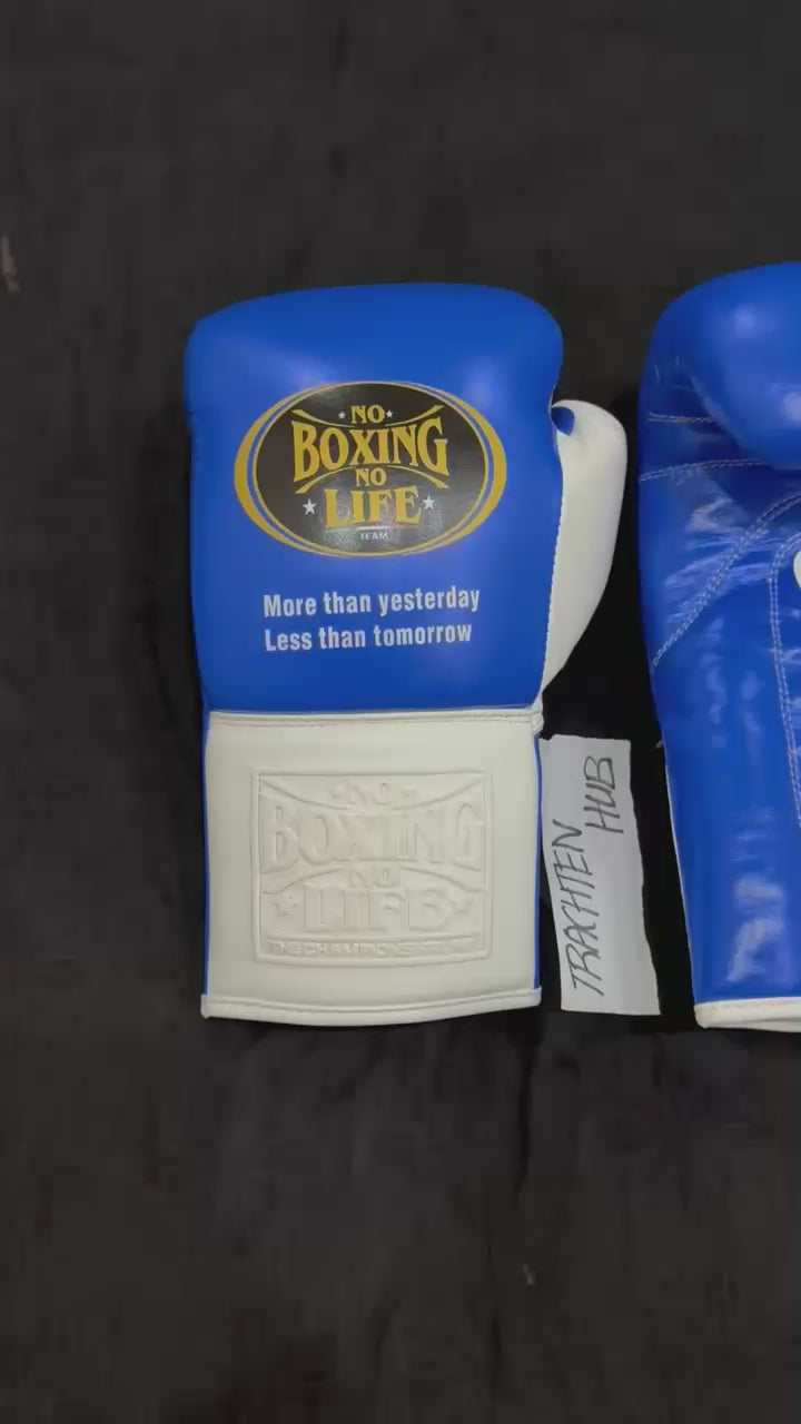 No Boxing No Life Gloves | Handmade Leather | Blue White