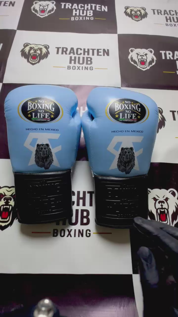 No Boxing No Life Gloves | Handmade Leather | Blue Bear Logo |