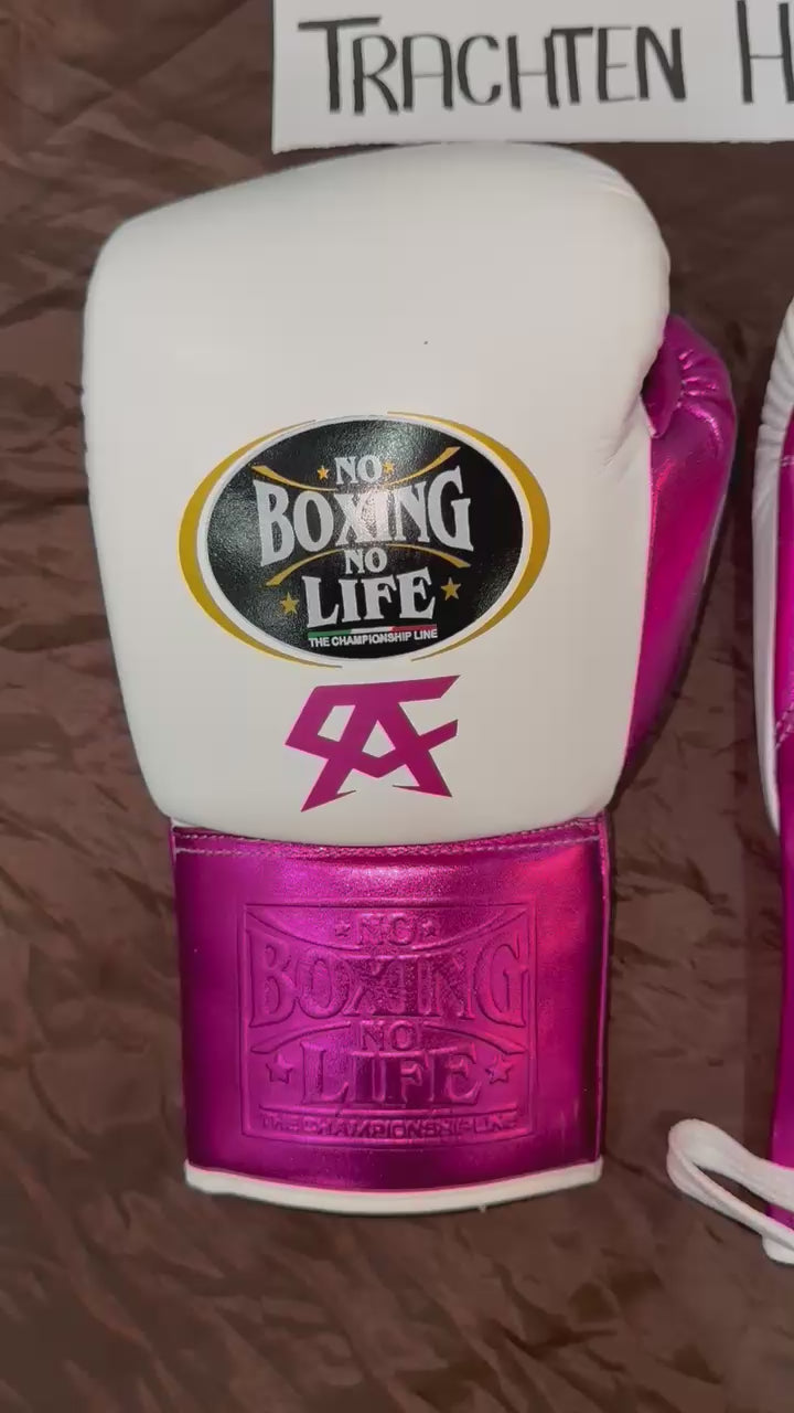 No Boxing No Life Gloves | Handmade Leather | White Pink