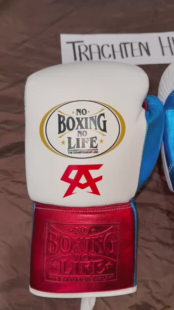 No Boxing No Life Gloves | Handmade Leather | Red White Blue