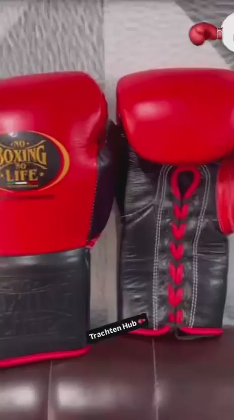 No Boxing No Life Gloves | Handmade Leather | Red Black