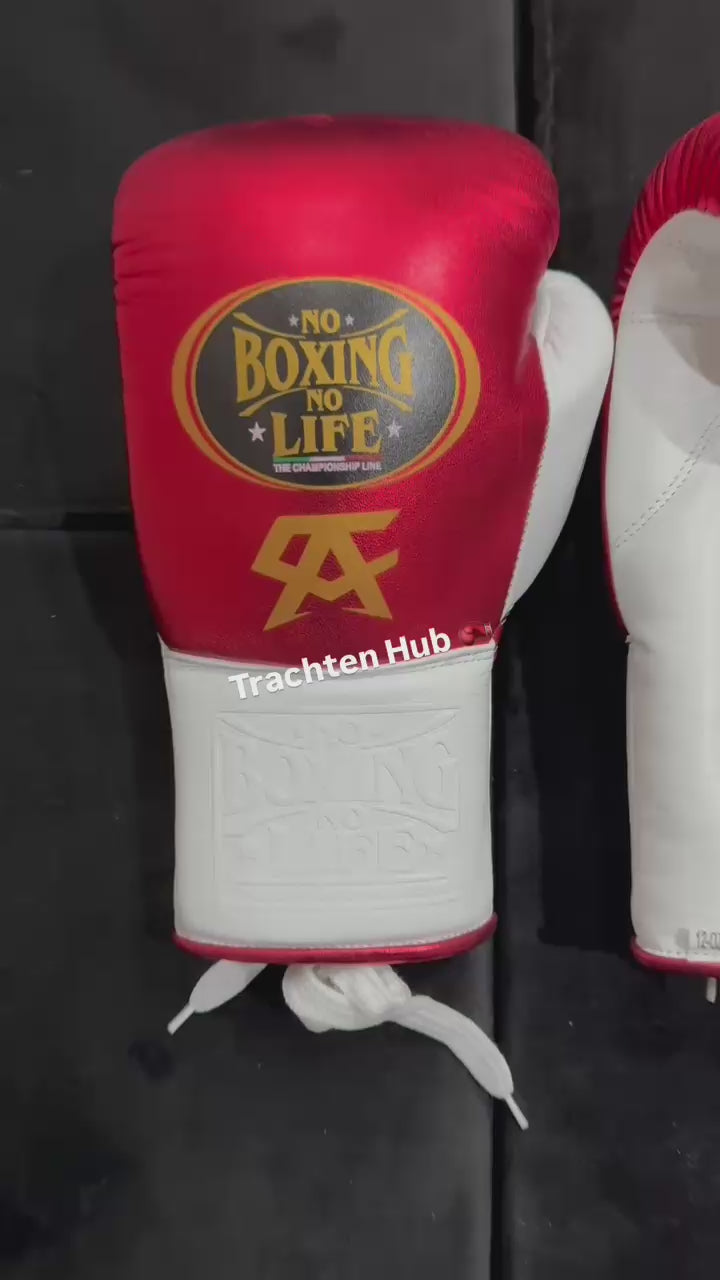 No Boxing No Life Gloves | Handmade Leather | Red White