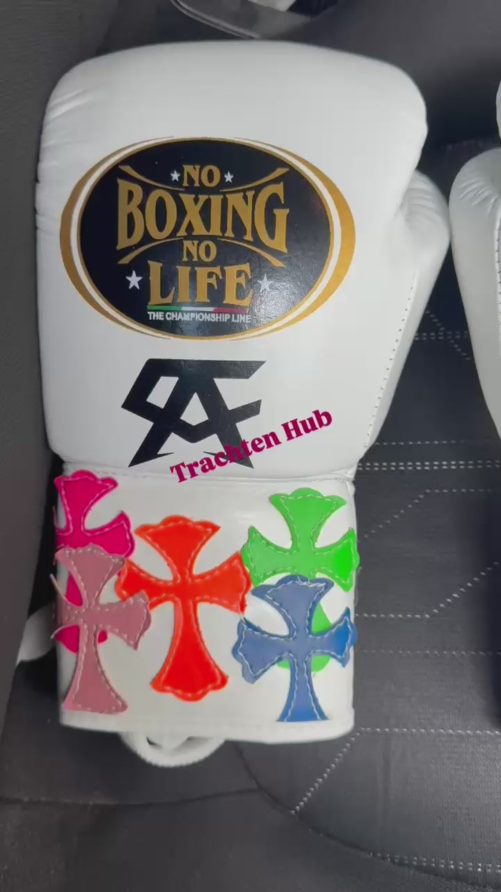 No Boxing No Life Gloves | Handmade Leather | White Chrome