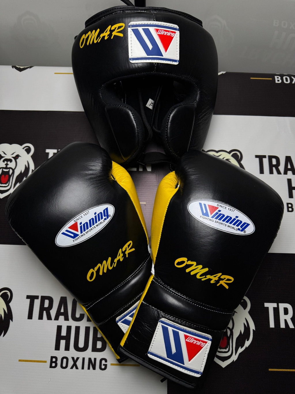 Winning 2 - in - 1 Pro Boxing Kit – Train Hard | Black Yellow | | Handmade Boxing Gear by TRACHTEN HUB