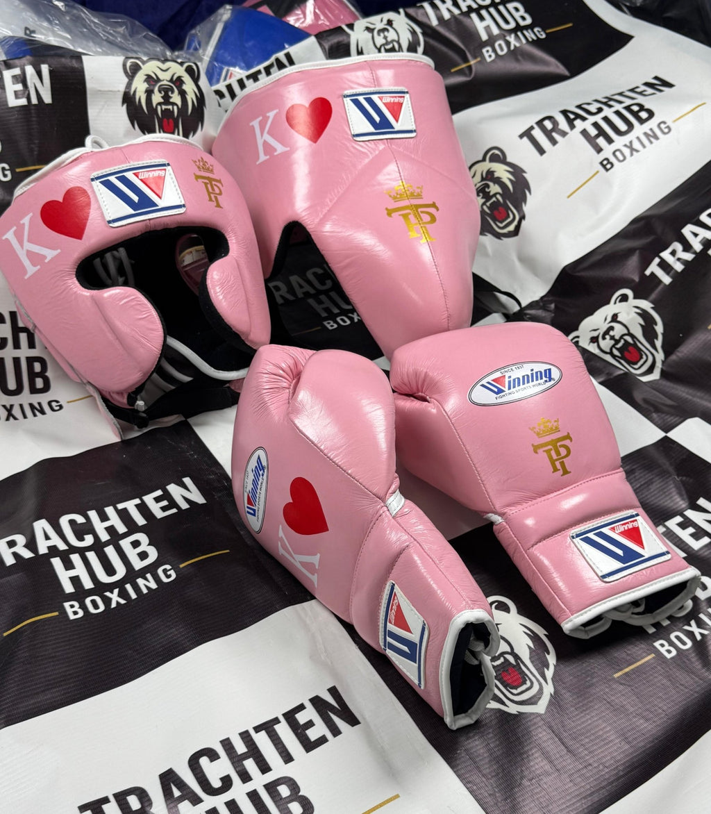 Winning 3 - in - 1 Pro Boxing Kit – Train Hard | Pink | | Handmade Boxing Gear by TRACHTEN HUB