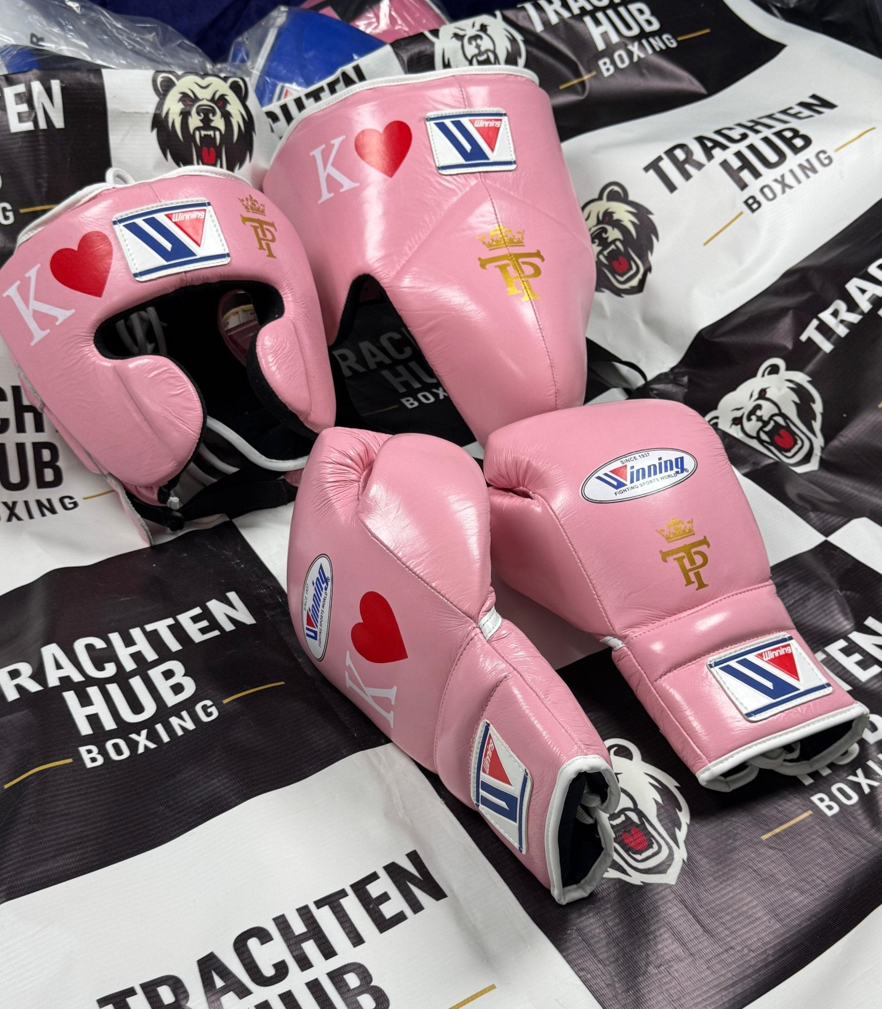 Winning 3 - in - 1 Pro Boxing Kit – Train Hard | Pink | | Handmade Boxing Gear by TRACHTEN HUB