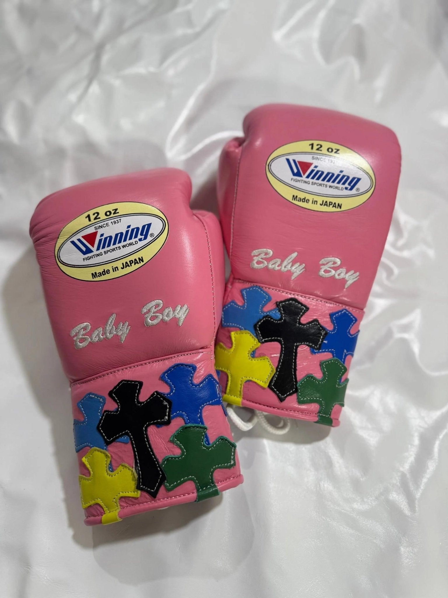 Winning 3 - in - 1 Pro Boxing Kit – Train Hard | Pink | Chrome Heart Style | | Handmade Boxing Gear by TRACHTEN HUB