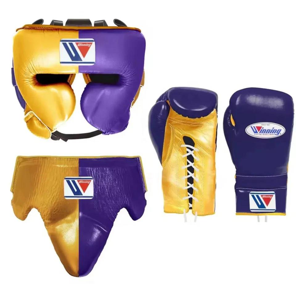 Winning 3 - in - 1 Pro Boxing Kit – Train Hard | Purple Gold | | Handmade Boxing Gear by TRACHTEN HUB