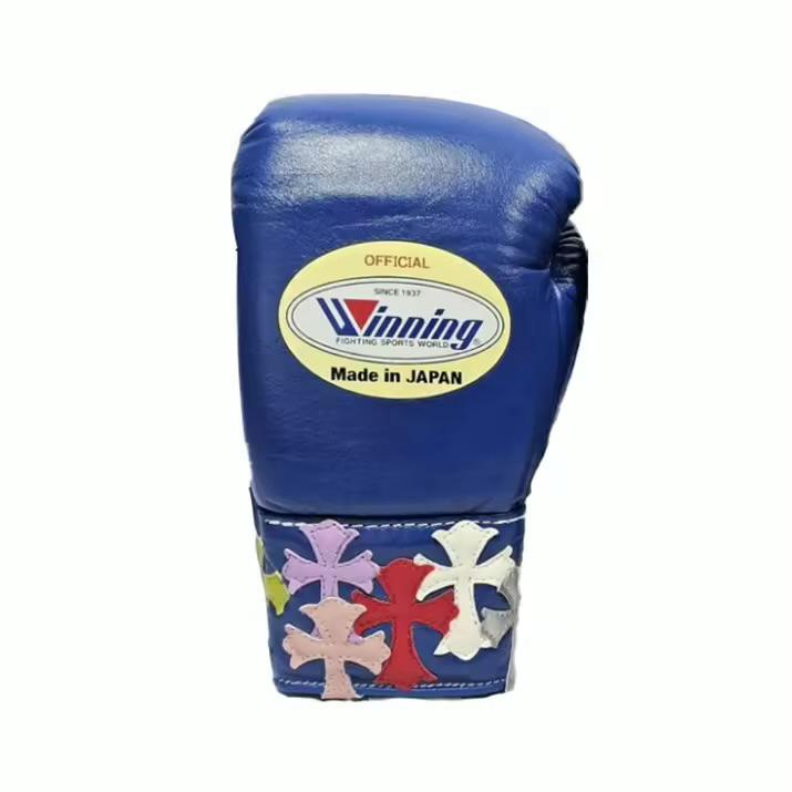 Winning - Style Pro Boxing Gloves – Premium Training & Sparring Gloves | Blue | Chrome heart | | Handmade Boxing Gear by TRACHTEN HUB