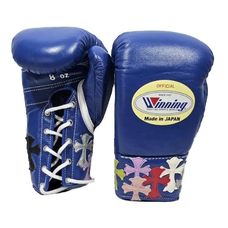 Winning - Style Pro Boxing Gloves – Premium Training & Sparring Gloves | Blue | Chrome heart | | Handmade Boxing Gear by TRACHTEN HUB