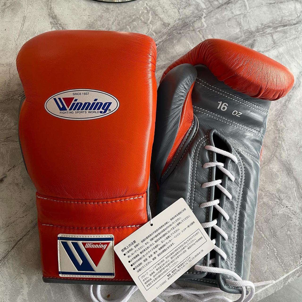 Winning - Style Pro Boxing Gloves – Premium Training & Sparring Gloves | Orange Gray | | Handmade Boxing Gear by TRACHTEN HUB
